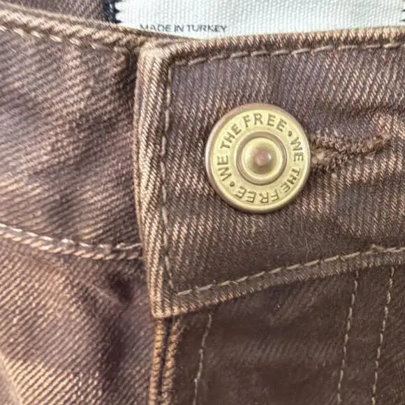 Free People Good Luck High Rise Coated Barrel Jeans Brown Size 27 Loose - Picture 4 of 9